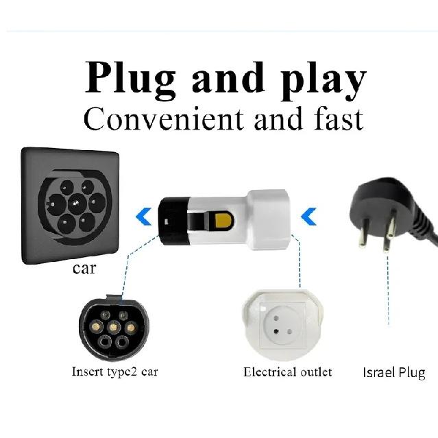 For Xpeng MG BYD Genesis  Voyah Omoda 9SHS V2L Vehicle Type 2 V2L Discharger Israel Plug For Type2 Car Discharge EV adapter