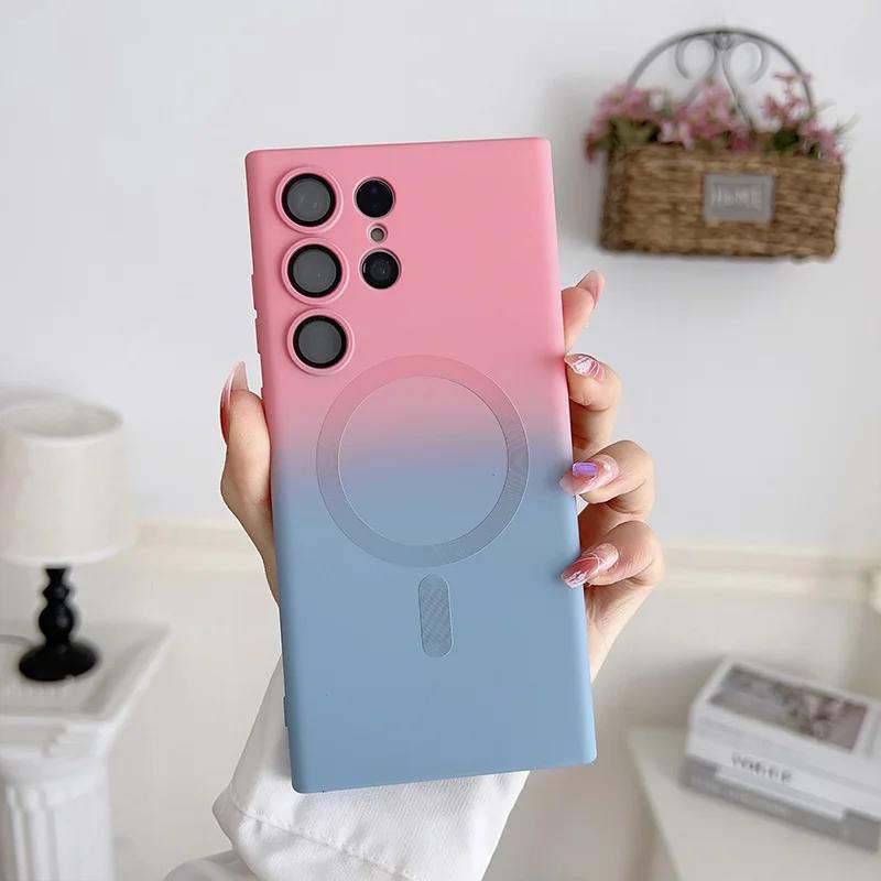 Comes With Lens Film Gradient Color Phone Case For Samsung Galaxy S26 S25 Ultra S24 S23 S22 S21 Silicone Shockproof Back Cover