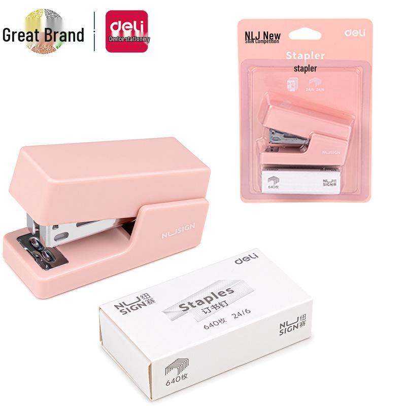 Deli Mini Stapler Set - Compact Transparent Stapler for Children and Students Suitable for 24/6-26/6 staples, binds 2-12 sheets
