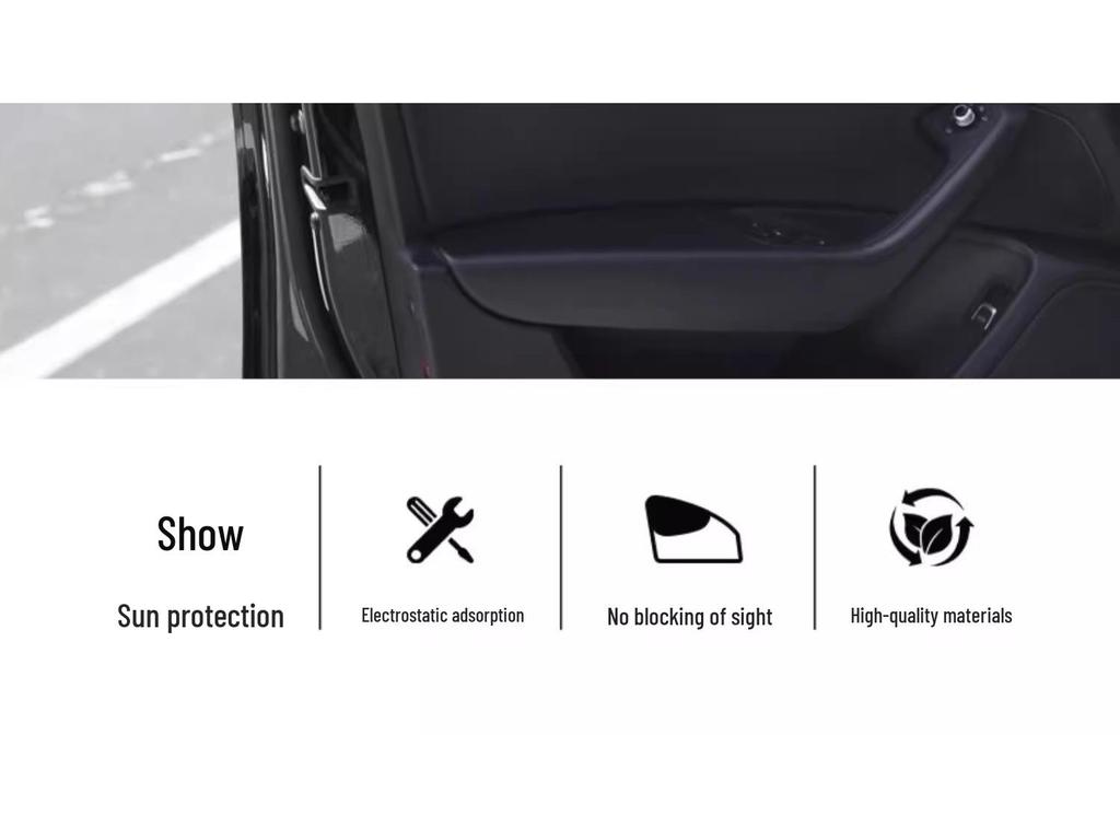 Blackout Vinyl Car Sunshade: Static Adhesion Sun Visor for Window Shade, Heat Insulation, Privacy & Sun Protection.