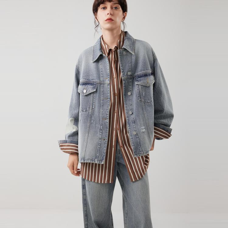 ELLE French Fashion Design Vintage Style Casual Loose Versatile Long Sleeve Denim Jacket Women jackets L8AFL160