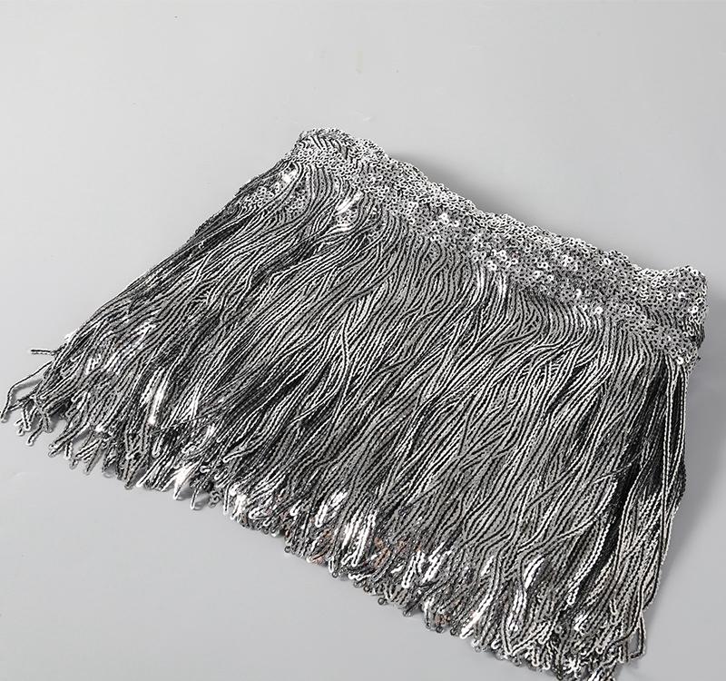 1-5 Yard 17cm GlitterLaser Paljett Frans Tofs Spetskant Latin Dans Bröllopsklänningar Kläder DIY Hantverk Kant Tofs Flecos