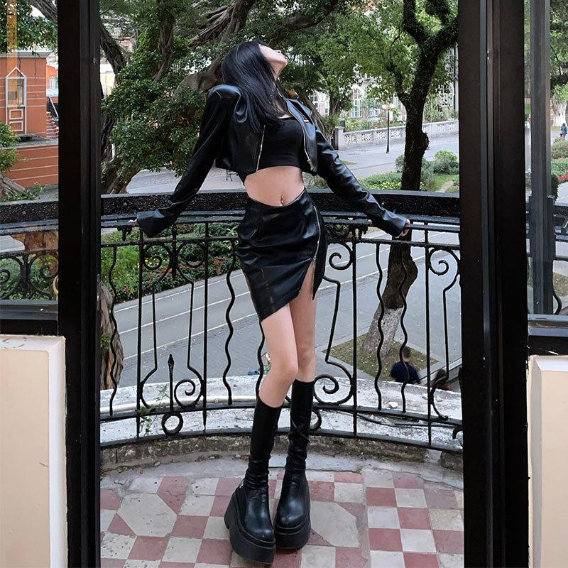 Spice Girls Thick Bottom Round Head Black Versatile But Knee High Boots Sleeves Trendy Fashion Boots