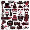 36pcs Happy Birthday Party Photo Booth Props Shimmer Powder Funny Glasses Lips Hat DIY Photo Shoot Prop Photobooth Accessories