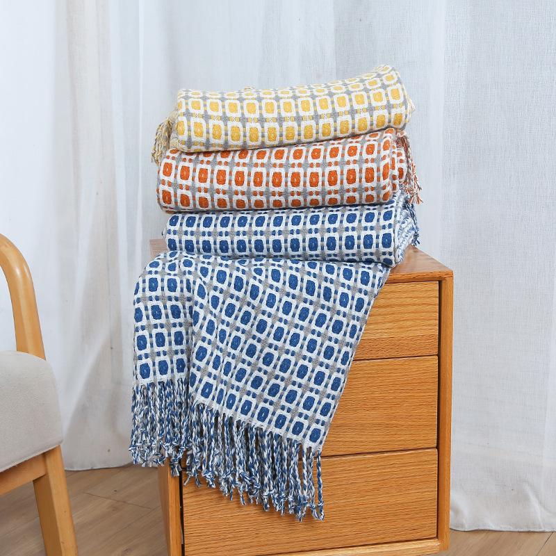 Bohemian Knitted Sofa & Bed Runner Throw Blanket - Summer Air Conditioning Nap Cover