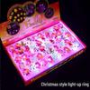 Glowing Christmas Necklace and Halloween Brooch Set with Flashing Watch and Ring