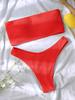 2024 European & American Snake Print Bandeau High-Waisted Bikini Swimwear for Women