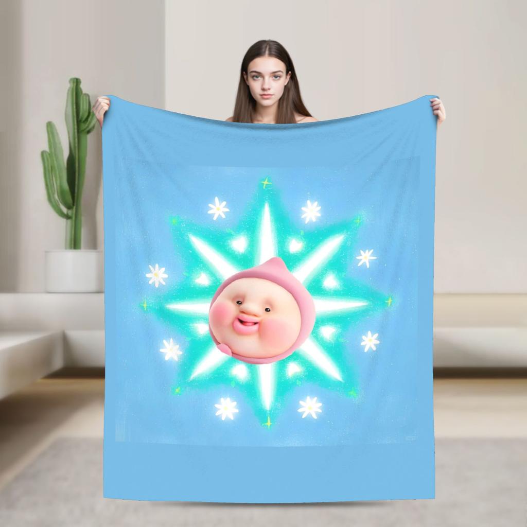 K-Kobito Zukan Peach Plush Blanket Girls Boys  Flannel Throw Blanket For Living Room Warm Quality Bedspread Birthday Present