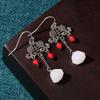 Xiaohongshu Recommended Retro Lotus Pod Earrings with Chalcedony Imitation and Thai Silver Finish