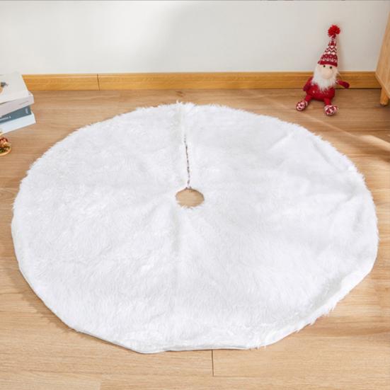 Christmas Tree Skirt 36/48/60 Inches White Christmas Tree Skirt Soft Fluffy Faux Fur Tree Skirt for Merry Christmas Party Supplies