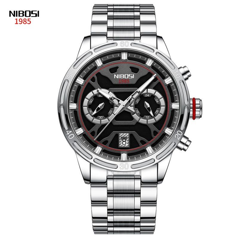 Fashion New 2537 Fashion Business Men'S Watch, Butterfly Double Snap Buckle Steel Belt Waterproof Luminous Quartz Watch