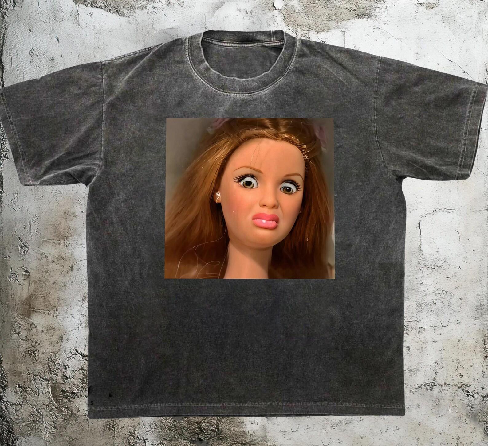 Funny Distressed Doll Face Meme T-Shirt, Sarcastic Leave Me Alone Shirt S