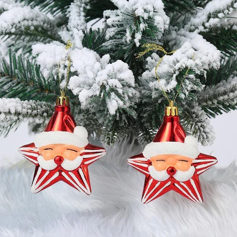 2/4Pcs Cartoon Red Plastic Christmas Ornaments, Xmas Tree Hanging Pendants, Holiday Decorations for Home, Bar, Shop, Wedding & Party