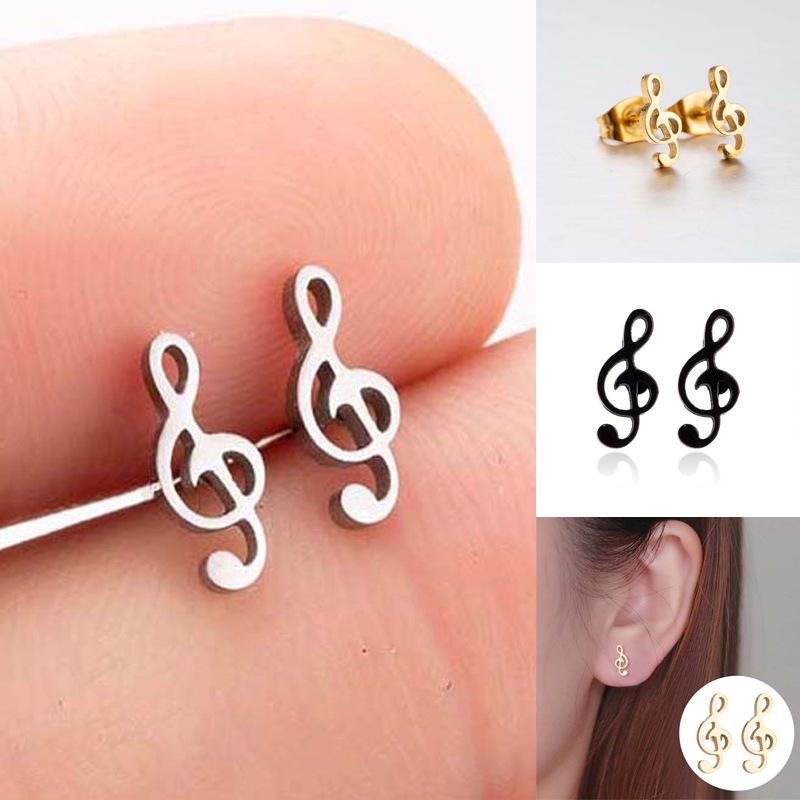 Music Symbol Hollow Stud Earrings - Minimalist Jewelry Accessories