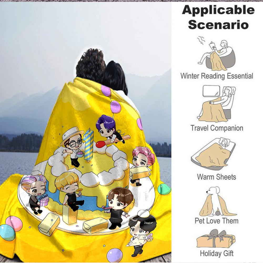1pc , K Pop Flannel Blanket [Cozy Throw Blanket] For Sofa, Bed, Travel, Camping, Livingroom, Office, Couch, Chair, And Bed