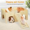 Large Guinea Pig Hideout, Upgraded Wooden Guinea Pig Castle with Guinea Pig Ramp, Easy To Assemble Guinea Pig House for Small Animal House Habitat or
