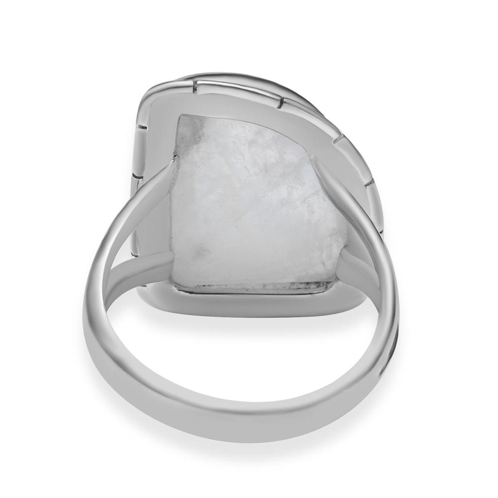 Natural Moonstone 925 Sterling Silver Handmade Spilt Shank Tringle Shape Gemstone Ring For Women & Girls