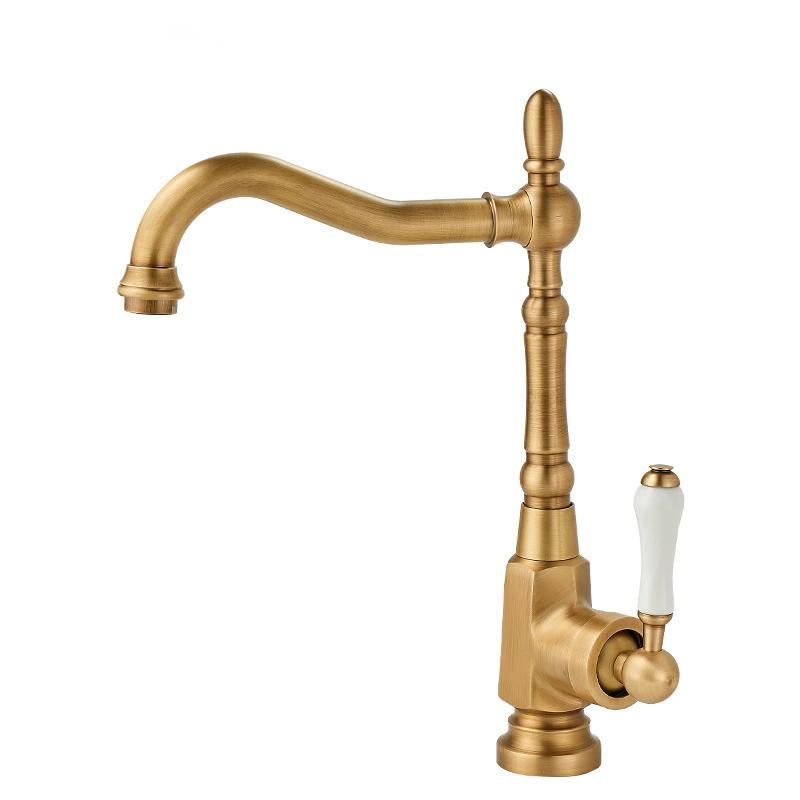 Antique Bathroom Faucet Brass Kitchen Faucet Chrome Basin Faucet Cold & Hot Water Mixer Sink Tap Deck Mounted Lavotory Tap