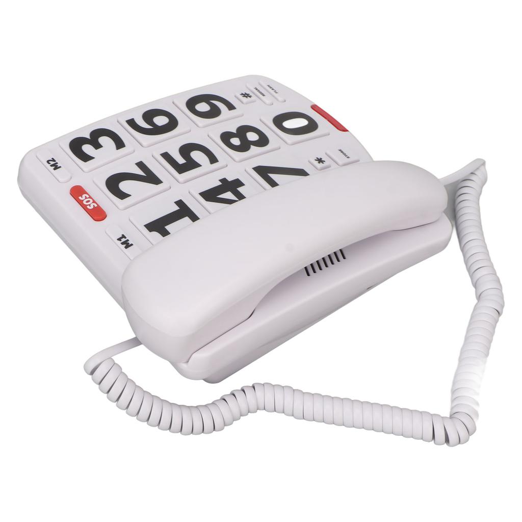 Big Button Phone Simple Classic Adjustable Volume Home Landline Phones for Seniors White