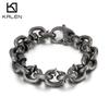 Kalen Chaîne à Maillons Cubains Vintage Verrouillée Bracelet en Acier Inoxydable Noir Bouilli pour Homme Bijoux Collier Épais Accessoires Clou Épais