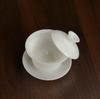 Large Raw Jade Porcelain Gaiwan: Suspended, rotatable, cool to touch. 