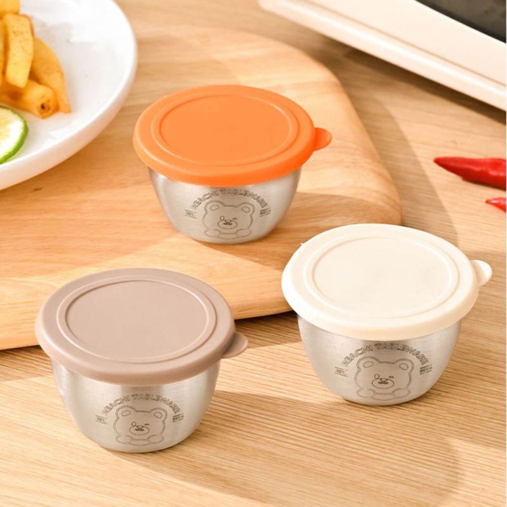 Bear Sauce Cup with Sealed Lid Condiment Containers Portable Small Storage Box