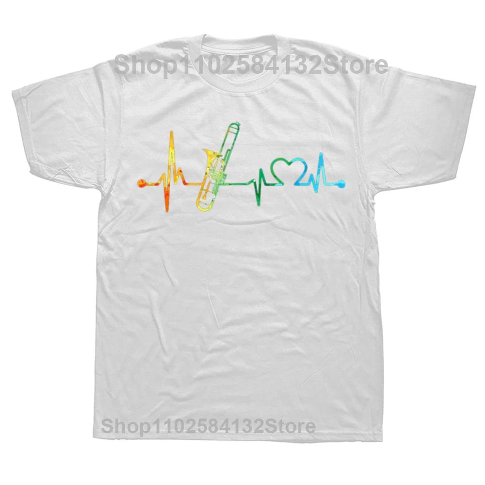 Trombone Heartbeat Watercolor T Shirts Hip Hop New Coming Men Tops Trombone Noun Definition T Shirt Hip Hop Cotton Male S