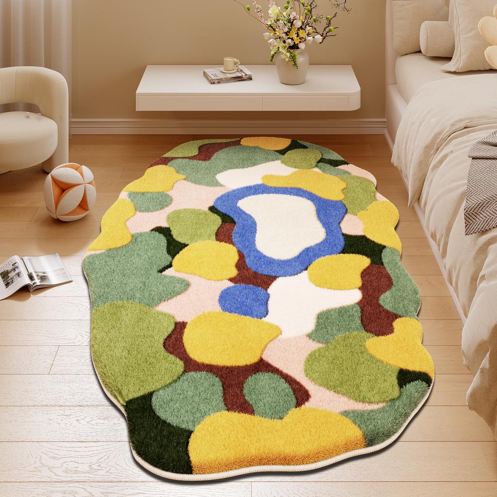 Irregular Shapes Living Room Decoration Carpet Dopamine Rugs for Bedroom Thick Plush Bedside Floor Mat Fluffy Soft Cloakroom Rug