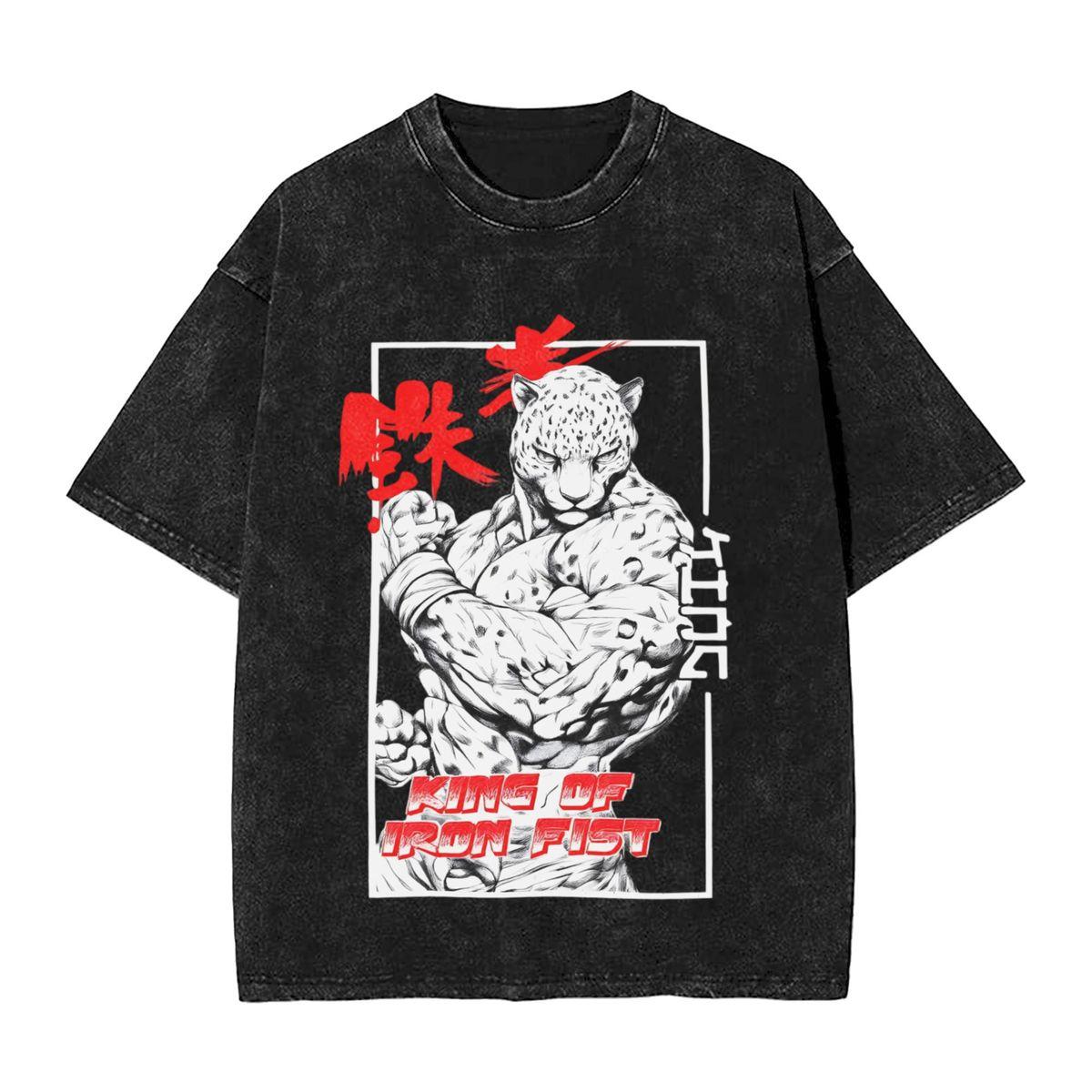 

Anime Tekken Vintage Washed T Shirt Mens Women Cotton Tee Harajuku Streetwear Oversized Casual Summer ONeck Loose Short Sleeve M