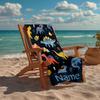 Custom Name Ultra-Soft Beach Towel with Dinosaur Theme,Ideal for Pool - Camping, Diving - Perfect Travel Essential, Vibrant Beach Towel.