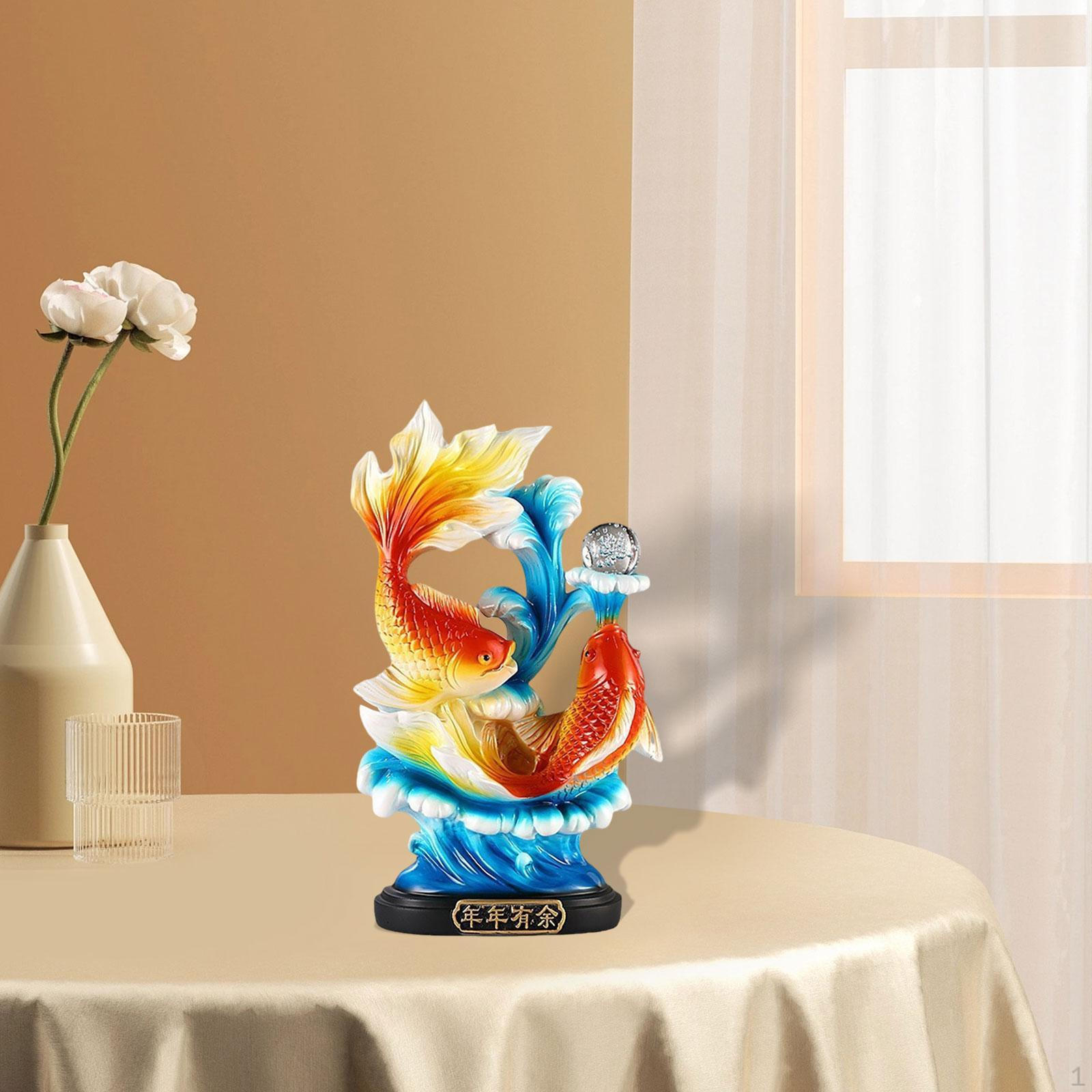 

12,8-дюймовий китайський фен-шуй статуя риб центральною колекцією скульптурна фігурка зі смоли для Red Fishes