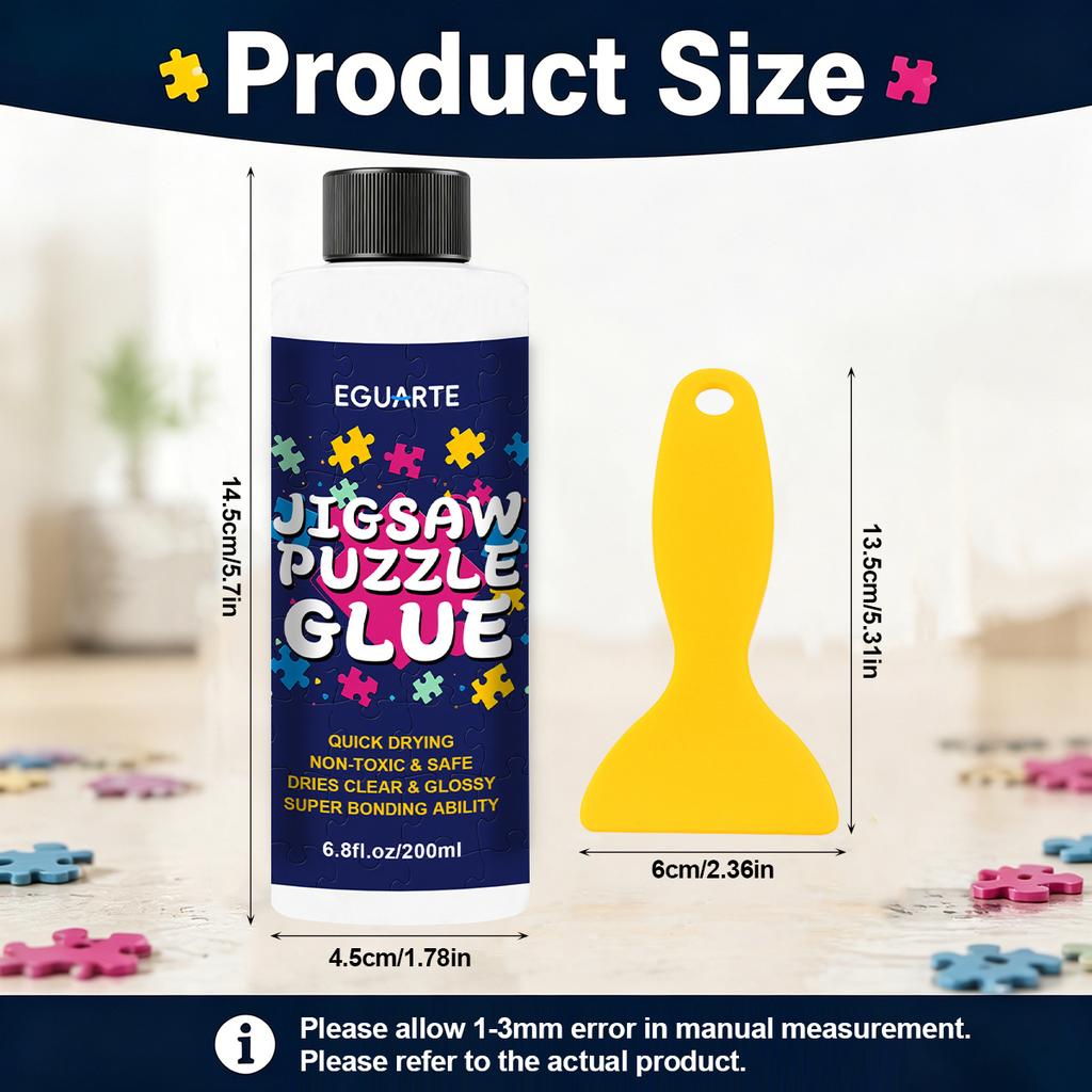 Puzzle Glue 200ml Quick Drying Clear Sealer with Applicator for Jigsaw Puzzles Painting Photo Fabric Art Craft Preservation