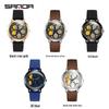 Sanda Men's Personalized Quartz Watch - Leather Strap, Waterproof, Rotating Dial