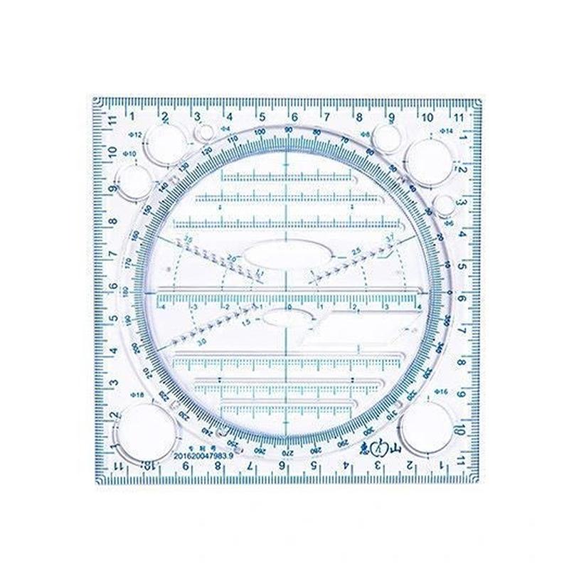 Multifunction Ruler Drawing Template Art Design Architect Stereo Geometry Circle Drafting Measuring Scale Kawaii Ruler синий