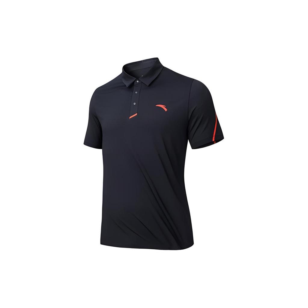 Anta Training Series Color Block Breathable Comfortable Sports Polo Shirt Men Tops Basic-Black 152427133-5