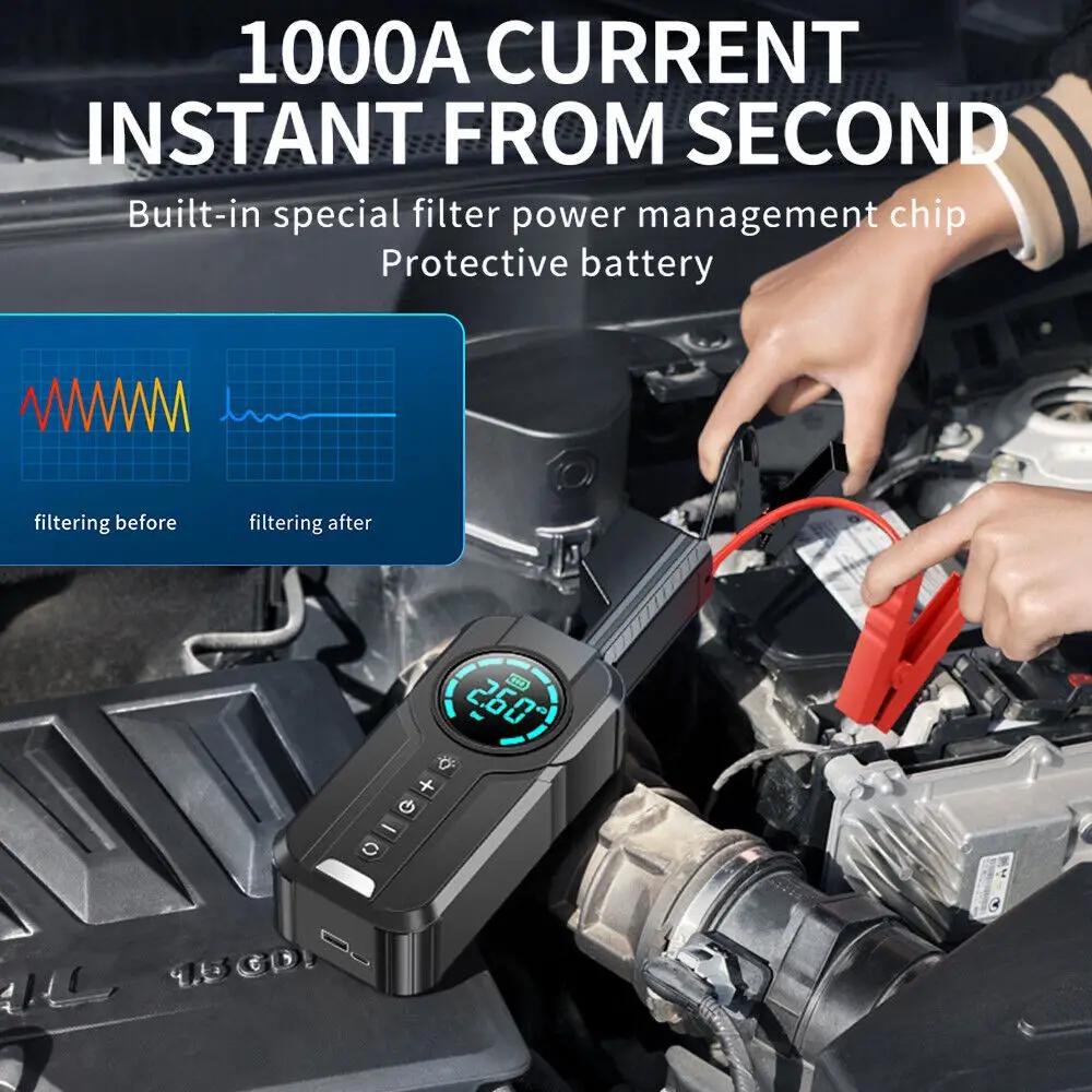 Car Jump Starter 99800mAh 1000A Battery Charger Emergency Portable Battery Booster Charger Starting Device with Air Compressor