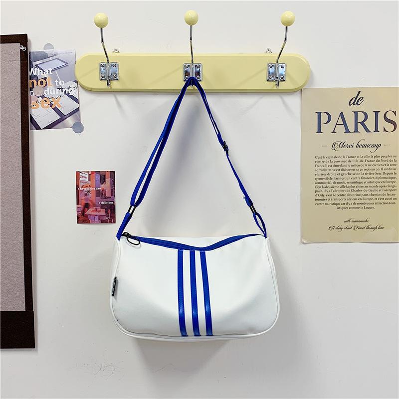 Large Capacity Oxford Cloth Shoulder Bag Women's New Fashion Striped Travel Bag Niche Fashion Messenger Bag