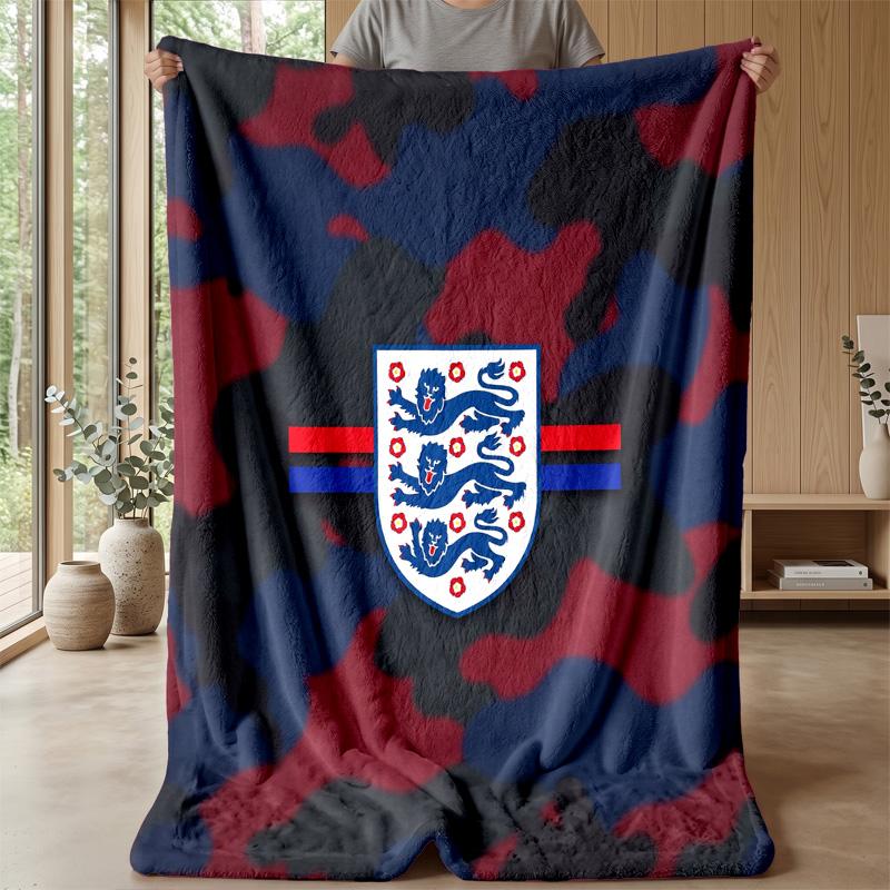 England Football Printed Flannel Blanket Skin Friendly Warm Decorative Throw for Indoor Couch Bed Daily Use
