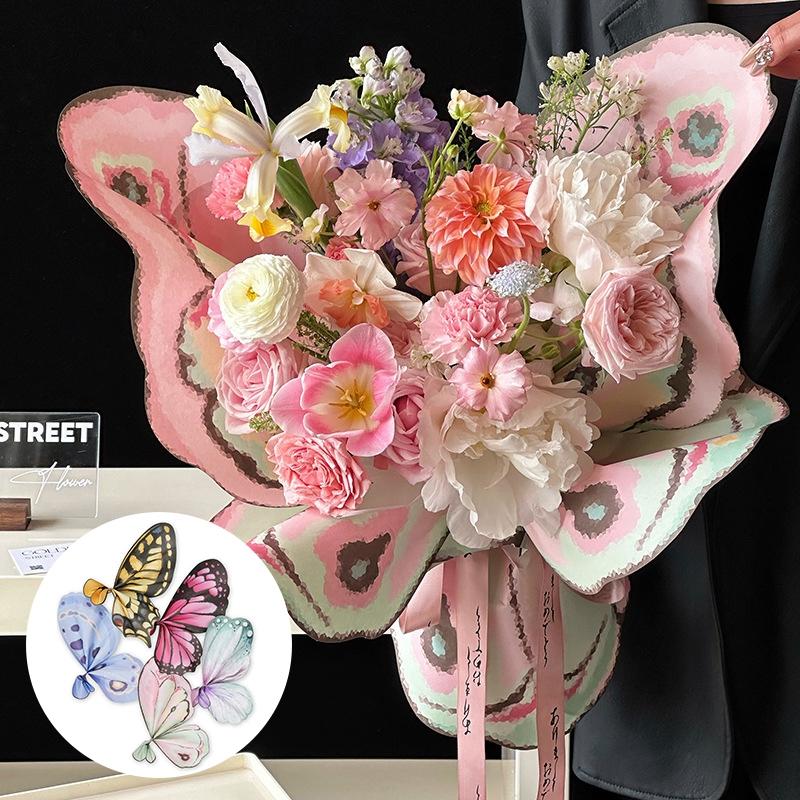 Butterfly Flower Wrapping Paper Ins Creative Flower Bouquet Packing Paper Diy Birthday Gift Wedding Gift Packing Supplies
