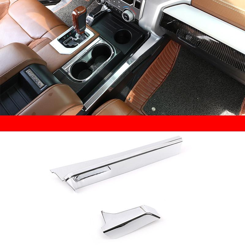 ABS Silver For Toyota Tundra 2014- Interior Modified Car Center Control Decorative Strip Sticker Car Accessories
