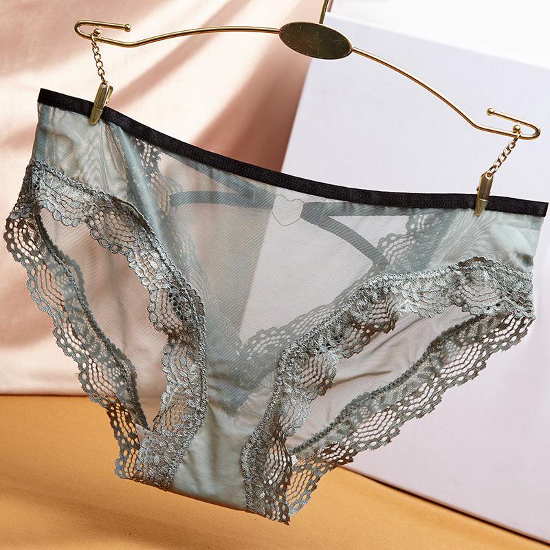 Sommer Damen Slips Hohlspitze Dreieckshose Bedruckt Eis Seide Niedrige Taille Schleife