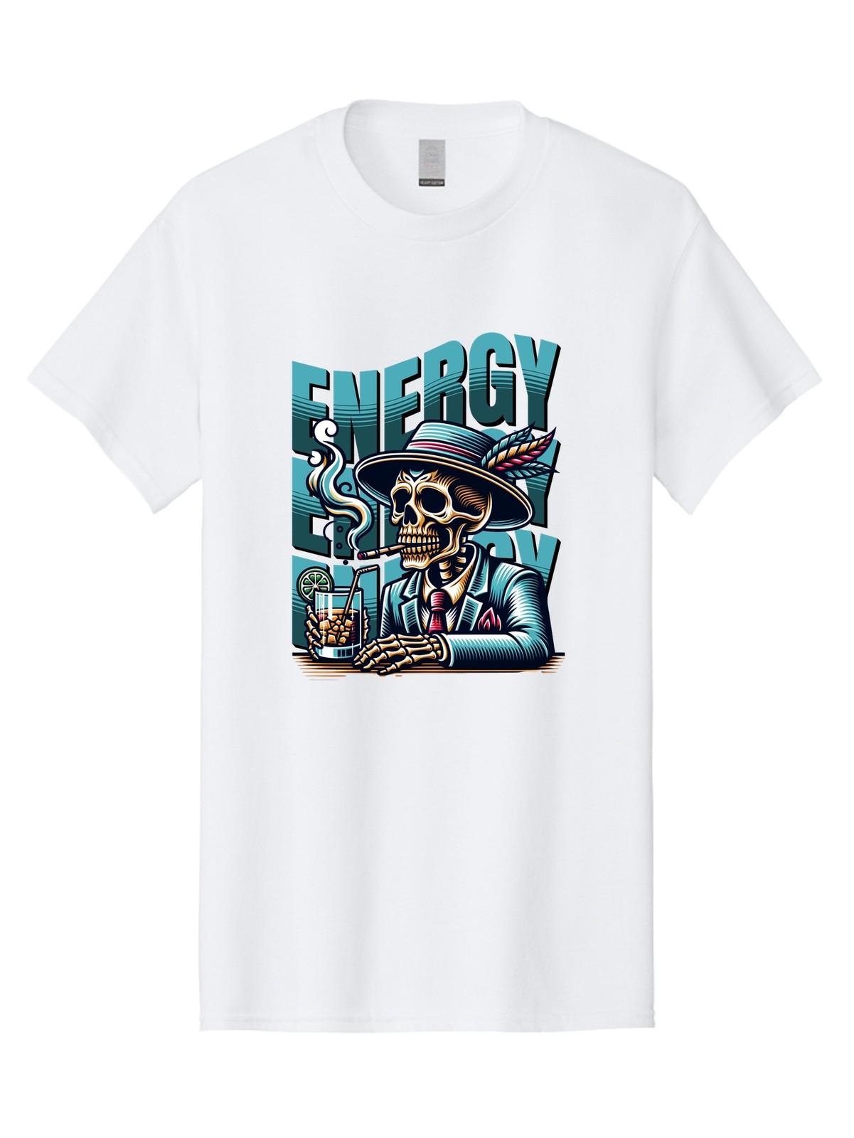 Energy-Skeleton Mens Graphic Tee,100% Cotton,Casual Summer Wear S