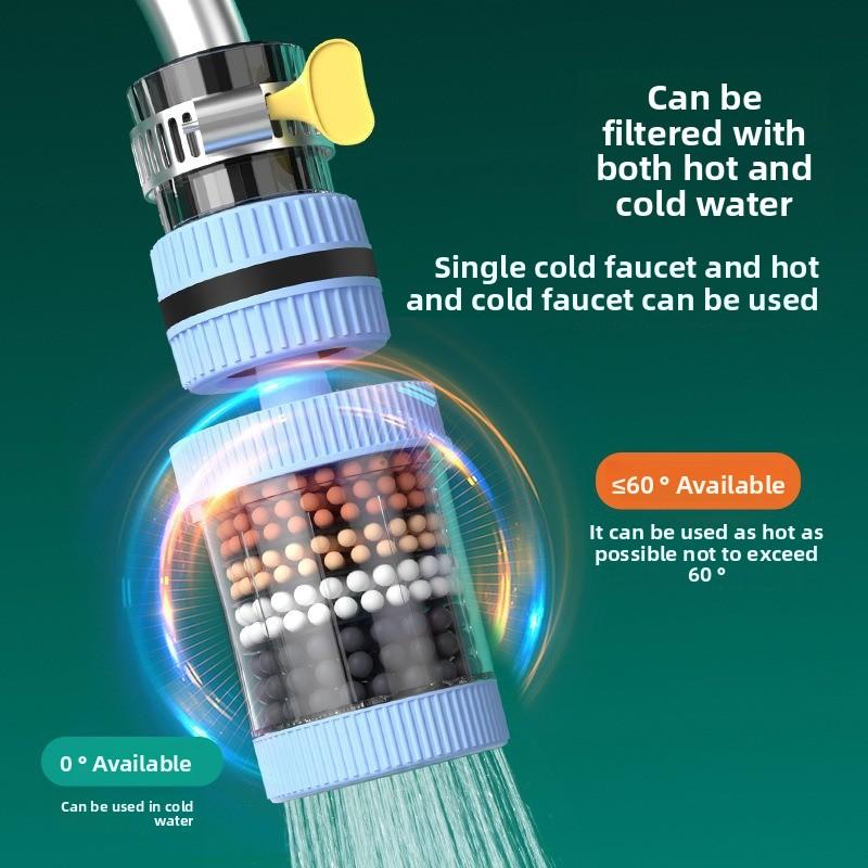 Kitchen Faucet Filter Extension, Rotatable, Detachable and Washable Six-layer Filter Head, Universal Water Splash-proof Filter Nozzle
