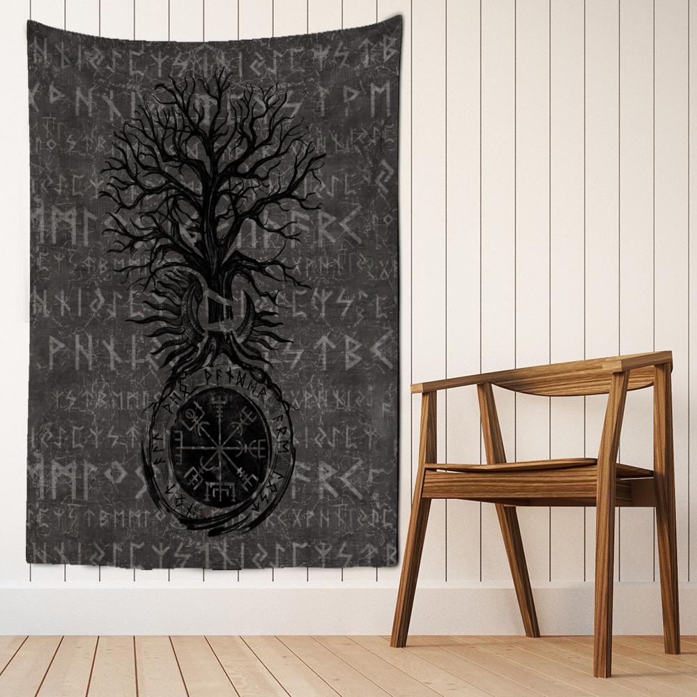 Viking Tree of Life Tapestry Wall Hanging Boho Hippie Tapiz Simple Psychedelic Dorm Living Room Home Decor