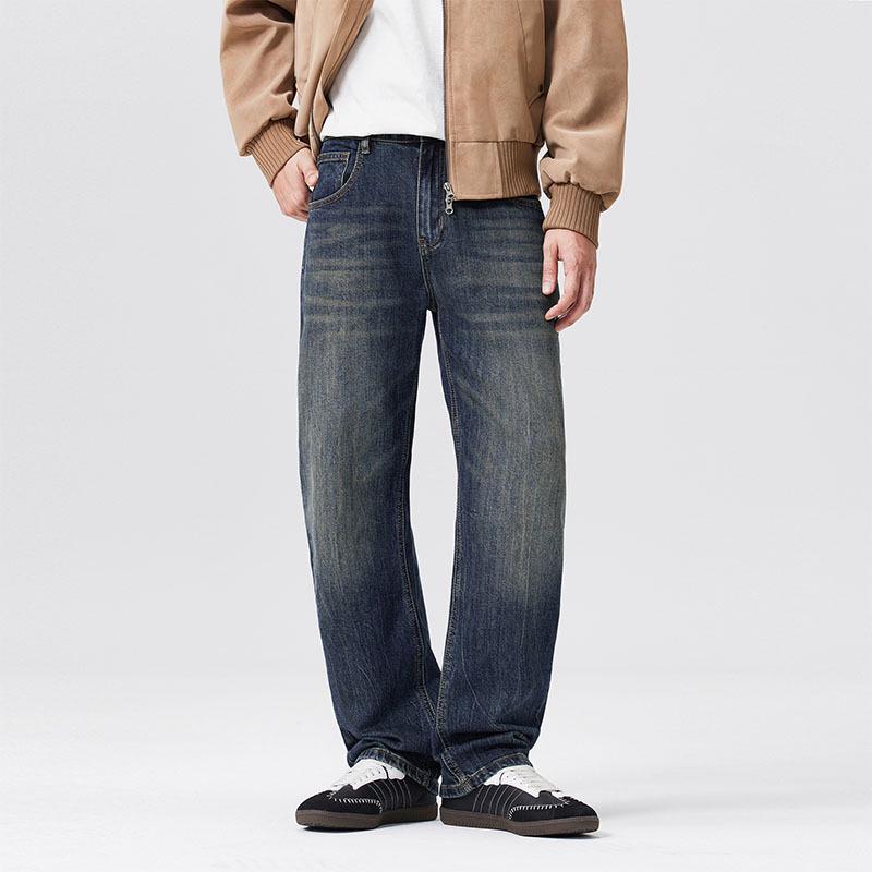 

Мужские джинсы слим фит, стрейч, прямого кроя - осенний панк-стиль, универсальные и повседневные. 36 синий