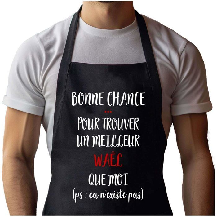 Tablier de cuisine - Waël - Noir - Coton résistant - Impression bretonne