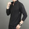 Men's Sports Shirts Stand Collar Half Zip Sweatshirt Solid Color Slim Fit Long Sleeve Pullover Shirt for Autumn Winter Casual Wear