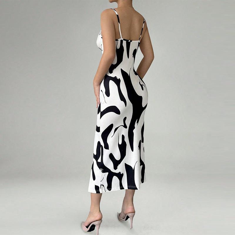 Summer Sexy Slit Dress Women's Vacation Beach Dress Fashionable Elegant Suspender Dress