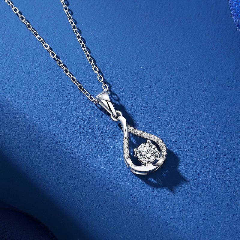 Women's Rose Gold 925 Sterling Silver Waterdrop Necklace 1ct Zirconia Moissanite Pendant Engagement Wedding Jewelry