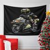 Racer on Motorcycle Black Background Pattern Wall Hanging Tapestry Decorative Tapestry Home Decor for Bedroom and Living Room